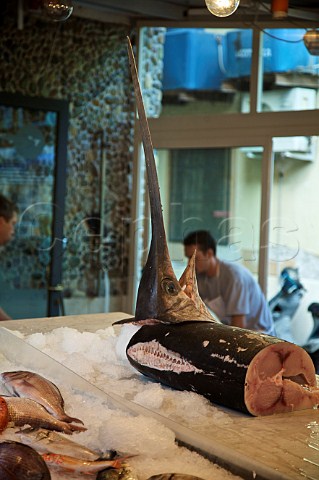 Swordfish on a stall at Mercato del Capo Palermo Sicily