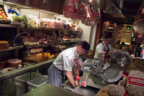 Kitchen in Jamie Olivers Italian restaurant KingstonuponThames Surrey England
