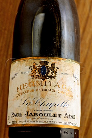 Detail of a bottle of 1978 Jaboulet La Chapelle Hermitage France