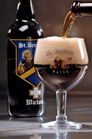 Pouring glass of St Bernardus Watou Belgian beer