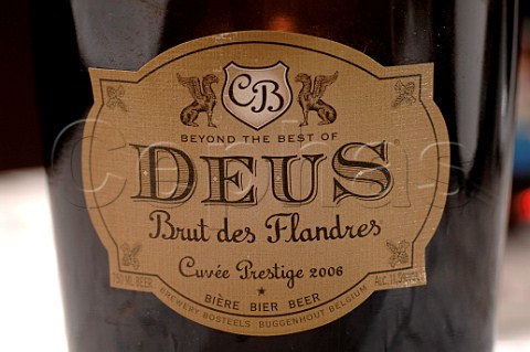 Label on bottle of Deus Brut des Flandres Belgian beer