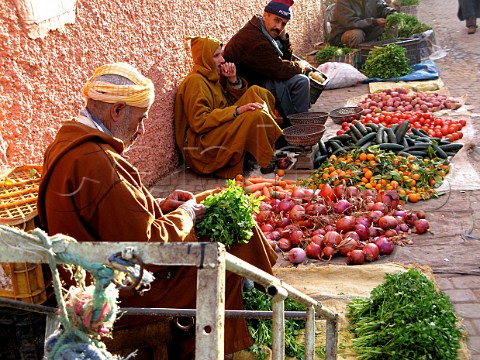 Vegetable market in Marrakech souk Morocco