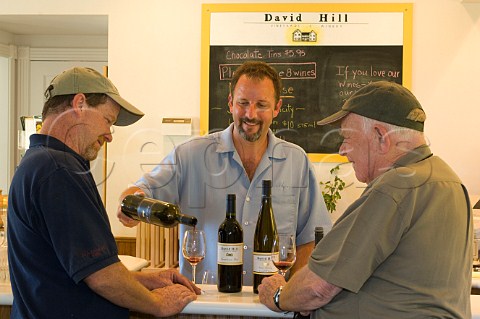 Winemaker Jason Bull left in the tasting room at David Hill Winery  Forest Grove Oregon USA  Willamette Valley