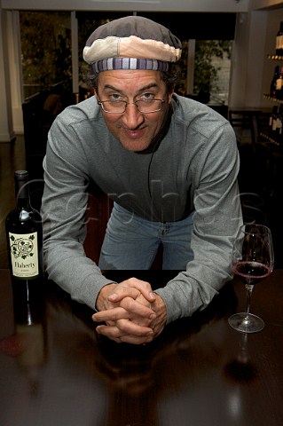 Ed Flaherty of Flaherty Wines with bottle of his 2006 Vio Tinto
