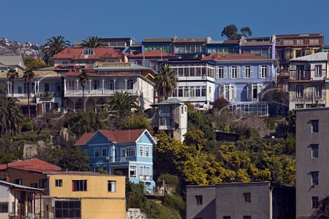Houses on Cerro Conception Valparaiso Chile