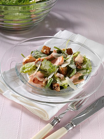 Salmon Caesar salad