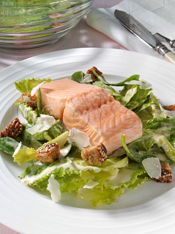Salmon Caesar salad