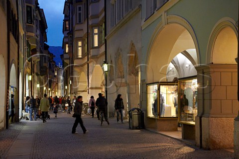 Cobbled street in the historical centre of Bolzano Alto Adige Italy