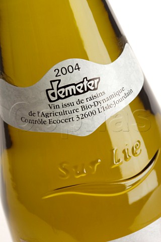 Demeter label signifying biodynamic wine on bottle of Muscadet SvreetMaine Sur Lie from Domaine de lEcu   Le Landreau LoireAtlantique France