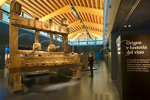 Ancient grape press in the Museo de la Cultura del Vino Wine Culture Museum   Briones La Rioja Spain
