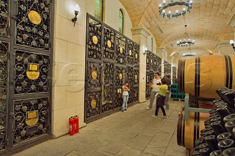 Tourists in barrel cellar at Chateau Changyu AFIP Global winery Ju Gezhuang Beijing Miyun County China