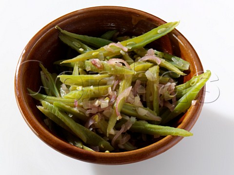 Bowl of runner beans and shallots