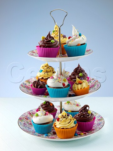 Cupcakes and fairy cakes on a cakestand