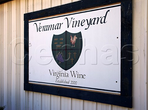 Sign at Veramar Vineyard Berryville Virginia USA  Shenandoah Valley AVA
