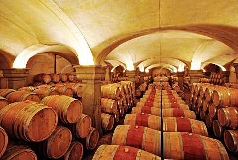 Barriques of Tignanello in cellar of Antinoris Villa Tignanello Montefiridolfi Tuscany Italy
