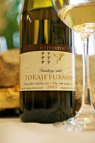 A bottle of dry Tokaji Furmint from Janos Arvay Tokaj Hungary
