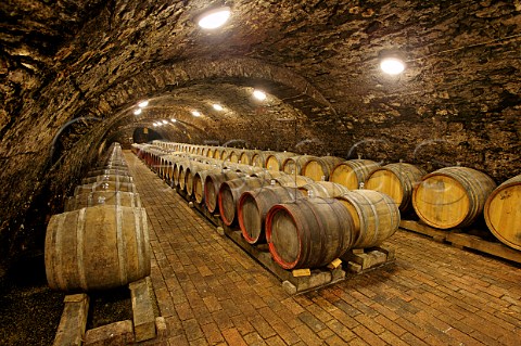 Barrel cellar of the Kirlyudvar Winery Tarcal Hungary   Tokaj