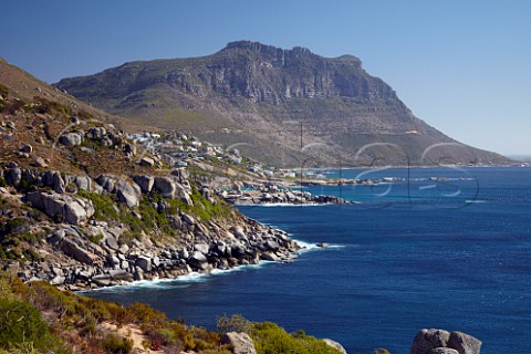 View along the Atlantic coast to town of Llandudno south of Cape Town Western Cape South Africa