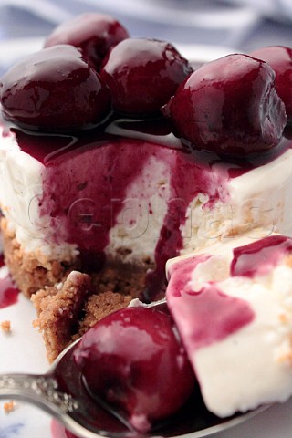 Individual cherry cheesecake