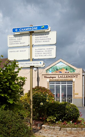 Signs to producers in village of Ecueil Marne France  Champagne