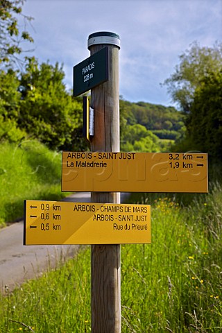 Signpost at En Paradis near Arbois Jura France