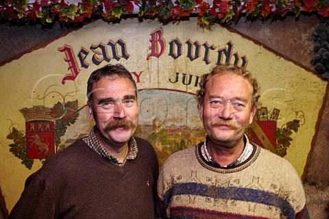 JeanPhilippe and JeanFranois Bourdy in cellar of Caves Jean Bourdy Arlay Jura France