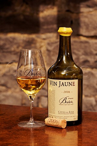 Vin Jaune 2006 in tasting room of Domaine Badoz Poligny Jura France  Ctes du Jura