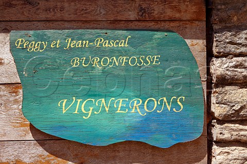 Sign of Peggy et JeanPascal Buronfosse La Combe near Rotalier Jura France  Ctes du Jura