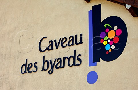 Sign on wall of Caveau des Byards Le Vernois Jura France  Ctes du Jura