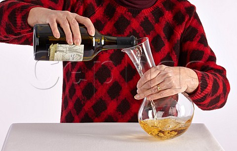 Decanting a bottle of Domaine Pignier Vin Jaune   Ctes du Jura