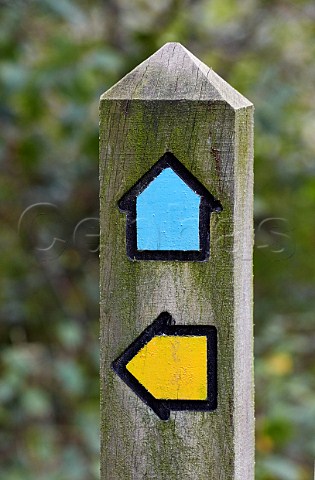 Footpath and bridleway direction post Bookham Common Surrey England