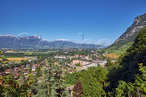 View from the fort above Montmlian with the Combe de Savoie on right and Mont Granier on left  Savoie France