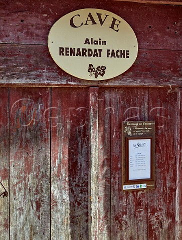 Cellar door of Domaine RenardatFache in village of Mrignat Ain France  Cru Cerdon  Bugey