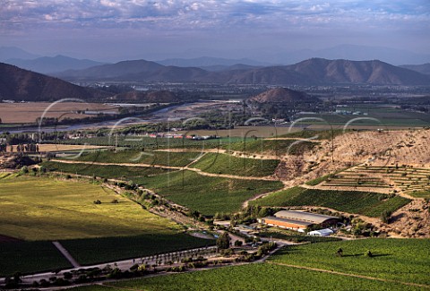 Winery and vineyards of Via Chocalan with the Maipo River beyond Melipilla Chile  Maipo Valley