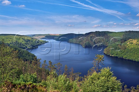 Llyn Brianne reservoir in the Towy Forest completed in 1972 Powys Wales