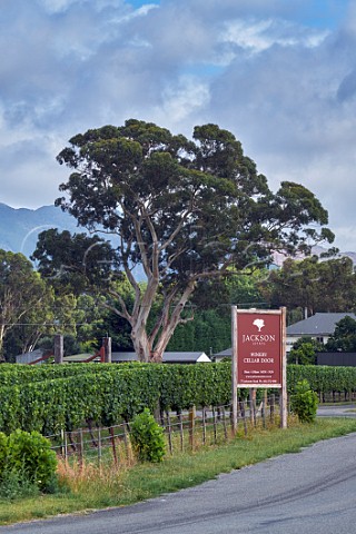 Sign at entrance to Jackson Estate winery and cellar door Blenheim Marlborough New Zealand