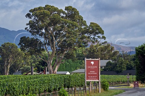 Sign at entrance to Jackson Estate winery and cellar door Blenheim Marlborough New Zealand