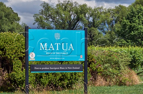 Sign for vineyard of Matua Renwick Marlborough New Zealand