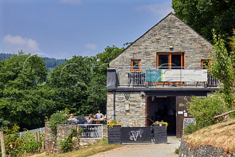 Old winery tasting room and terrace of Camel Valley Vineyard Nanstallon Cornwall England