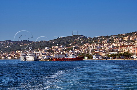Port and town of Argostoli Cephalonia Ionian Islands Greece