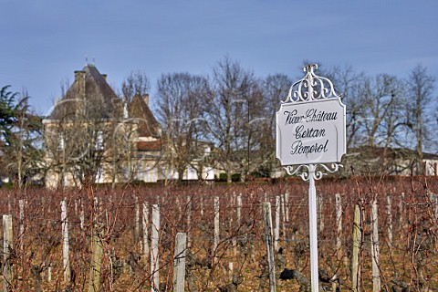 Sign in winter vineyard at Vieux Chteau Certan  Pomerol Gironde France  Pomerol  Bordeaux