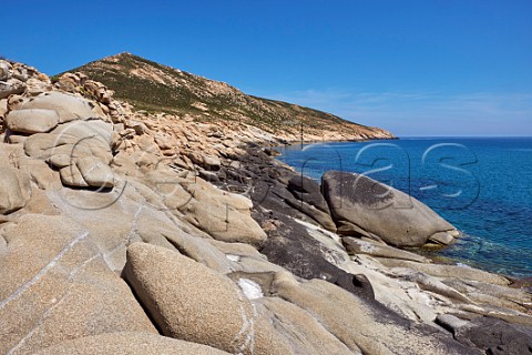 Boulders on the shore at Livada Bay Tinos Cyclades Islands Greece