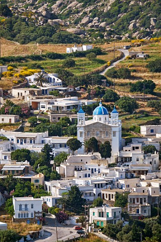 Village of Falatados with its Holy TrinitySt John Church at the foot of the Volax Plateau Tinos Greece