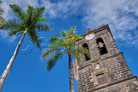 Tower of Parroquia Matriz de El Salvador cathedral on Calle ODaly Santa Cruz de La Palma La Palma Canary Islands Spain