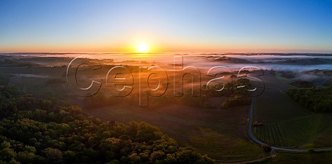 Fog in the Garonne Valley at sunrise Rions Gironde France Cadillac  Ctes de Bordeaux