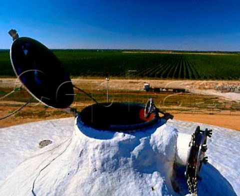 On top of the fermenting tanks with the vineyards   beyond     Lindemans Karadoc Winery Victoria   Australia   Murray Darling