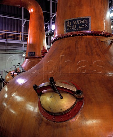Two Wash Stills at Midleton Distillery Irish   Whiskey is distilled three times as opposed to two   for Scotch Jameson and other Irish Distillers brands   are made here Midleton County Cork Eire
