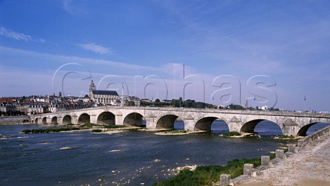 Bridge over the River Loire near the cathedral in  Blois LoiretCher France
