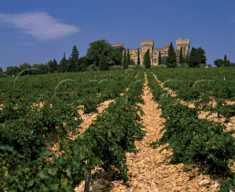 Chteau des Fines Roches with galettes covering its vineyard ChteauneufduPape Vaucluse France