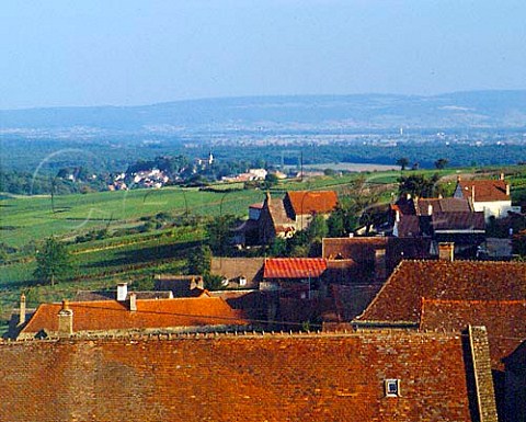 The rooftops of Montagny with vineyards beyond     SaneetLoire France   Cte Chalonnaise